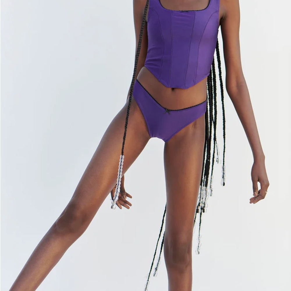 Frankie’s Bikinis Victoria Shine Corset-Inspired Crop Top